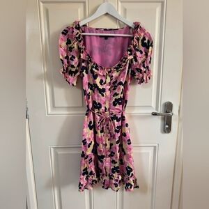 Pink Floral Dress with Ruffle Details